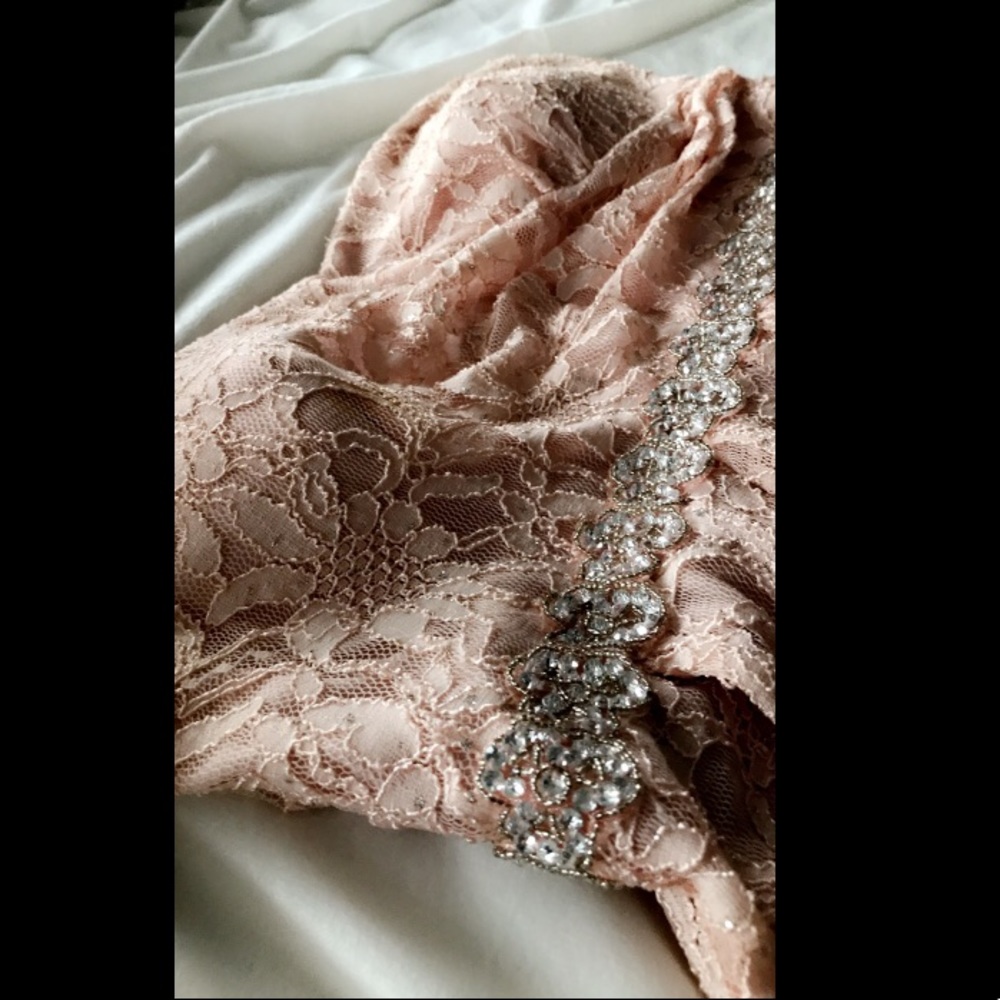 Strapless Pink Lace Dress
